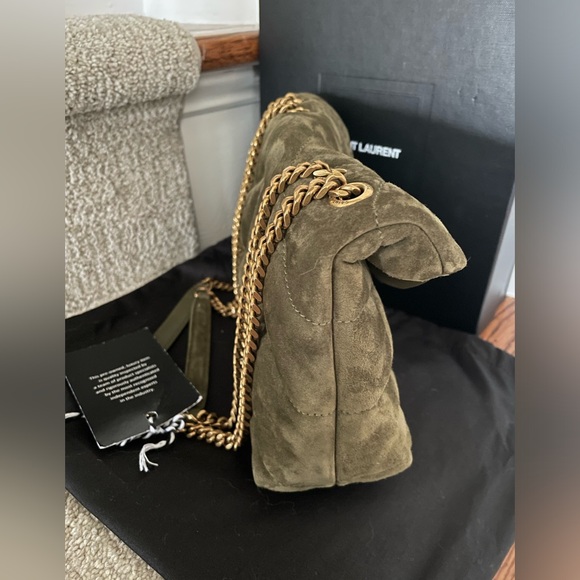 Yves Saint Laurent Toy Puffer Handbag Loden Green Suede BRAND NEW with Box - Picture 4 of 14